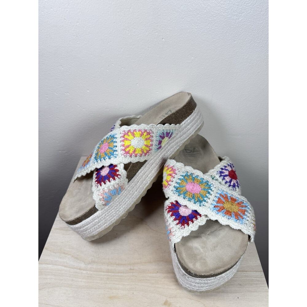 Dirty Laundry Women's Plays Crochet Platform Sandal, Natural 9.5 Granny Square